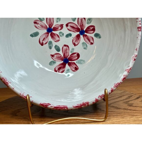 Bybee Pottery KY Christmas Poinsettia Flower Pink White Spongeware Mixing Bowl - Picture 8 of 16